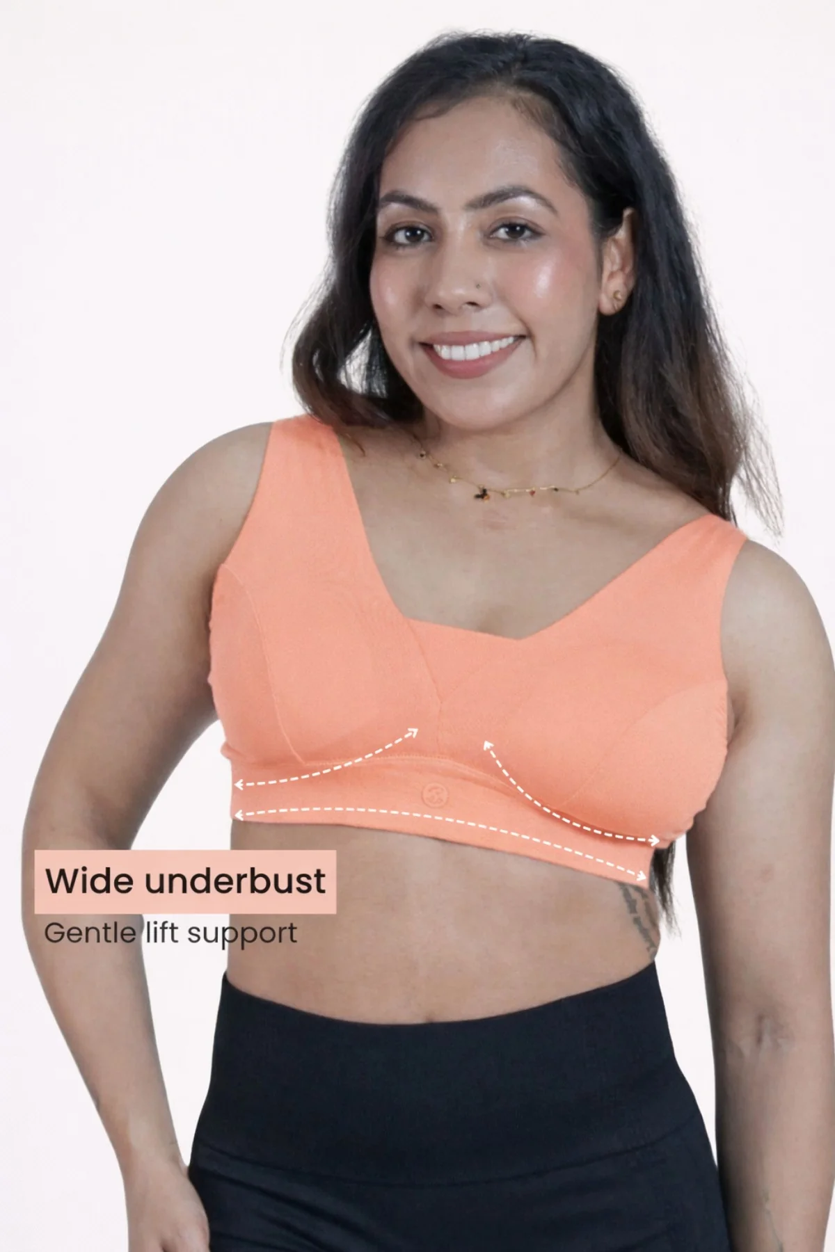 Fixed Padded Modal Maternity Feeding Bra with Support - Coral - Image 4
