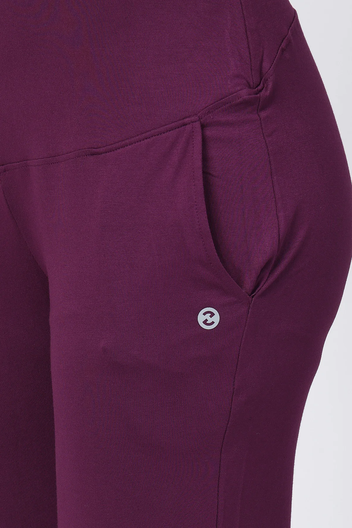 Flared High Waist Maternity Pants with Pockets - Deep Burgundy - Image 2