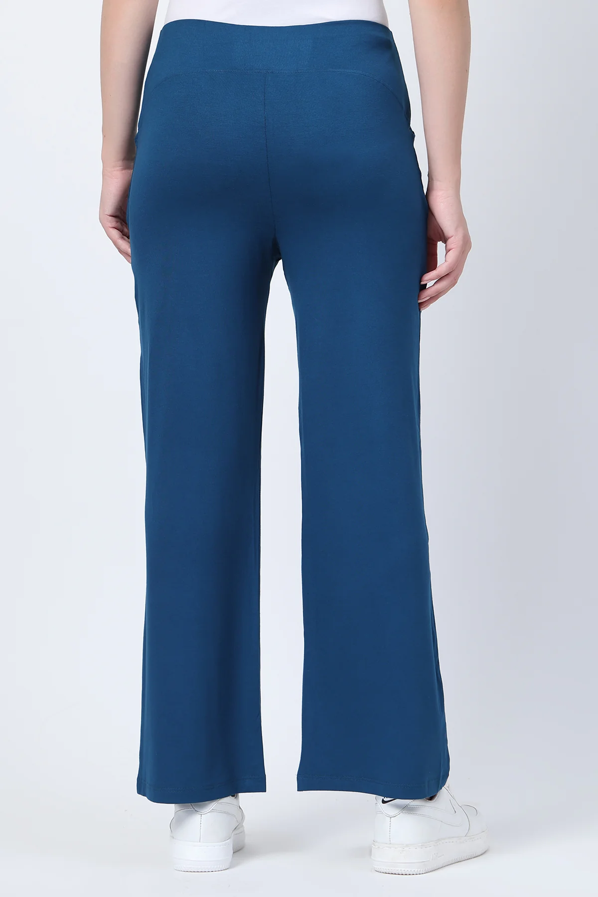 Flared High Waist Maternity Pants with Pockets - Deep Teal - Image 2