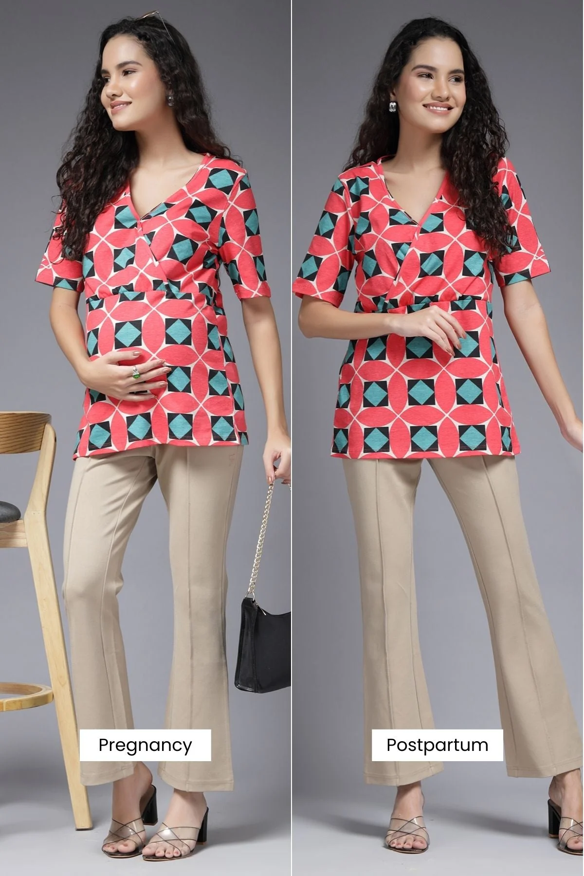 Geometric Grace Maternity Zipless Feeding Top - Image 14