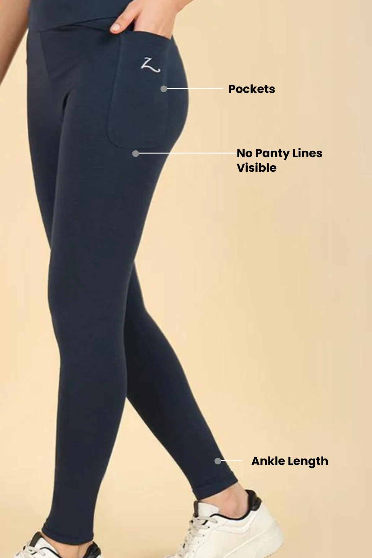 High Waist Navy Blue Mom Legging - Image 4