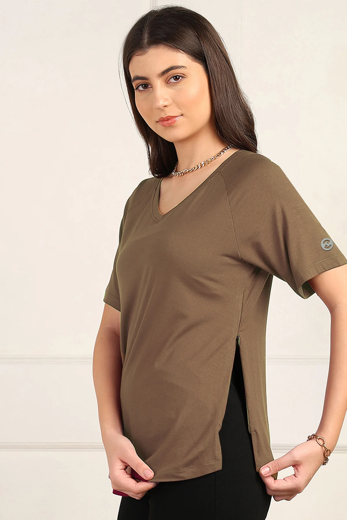 Mocha Maternity Nursing Top & Shorts Set - Image 6