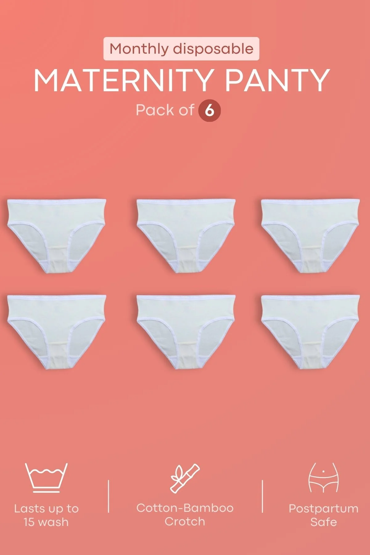 Monthly Disposable White Maternity Panty (Pack of 6) - Image 13