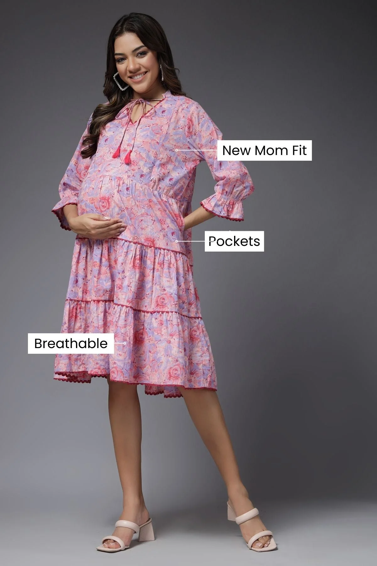 Pastel Paradise Maternity & Feeding Tier Dress - Image 12